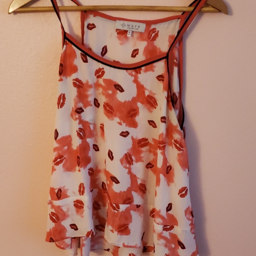 WAYF top for summer, lips kisses tank top high low